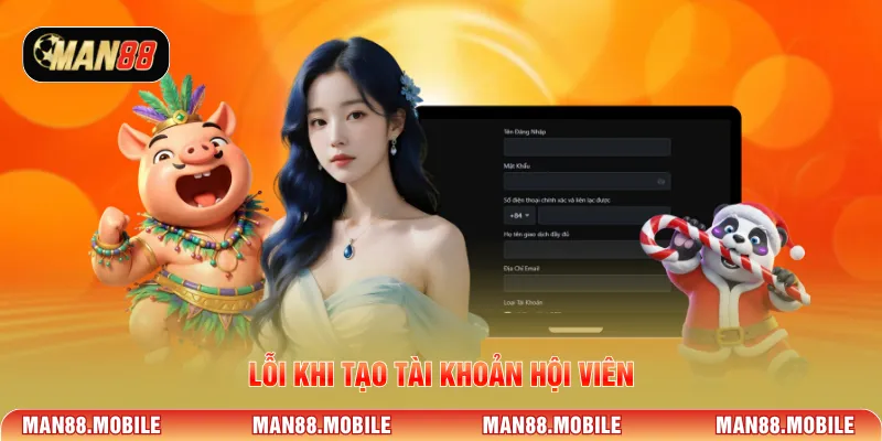 Lỗi khi tạo tài khoản hội viên
