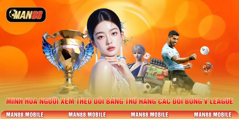 Minh họa người xem theo dõi bảng thứ hạng các đội bóng V league